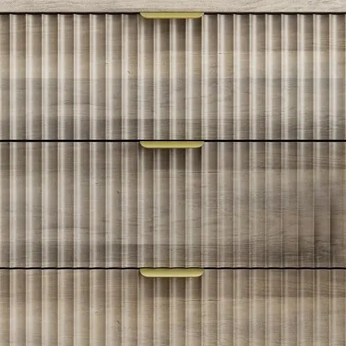 Zhuxiang Fluted Nightstand Modern 3-Drawer Wood Night Table