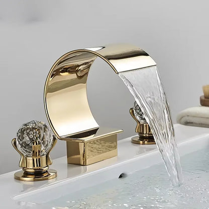 Senlesen Golden Bathroom Basin Faucet Brass Double Handle Hot Cold Sink Mixer Tap Swan Shape Basin Faucet Bathtub Mixers Crane