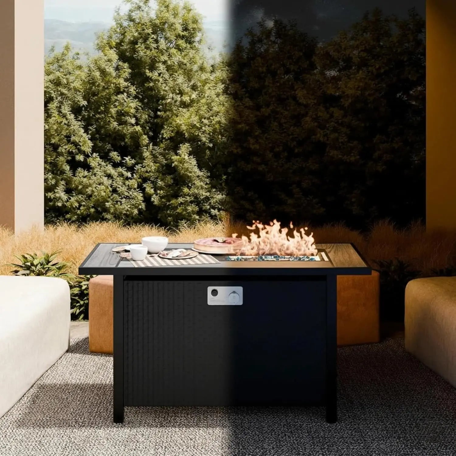 45 Inch Propane Fire Pit Table, 50,000 BTU Outdoor Gas Fire Pit for Patio &amp; Backyard, 2-in-1 Firepit Dining Table, Customized