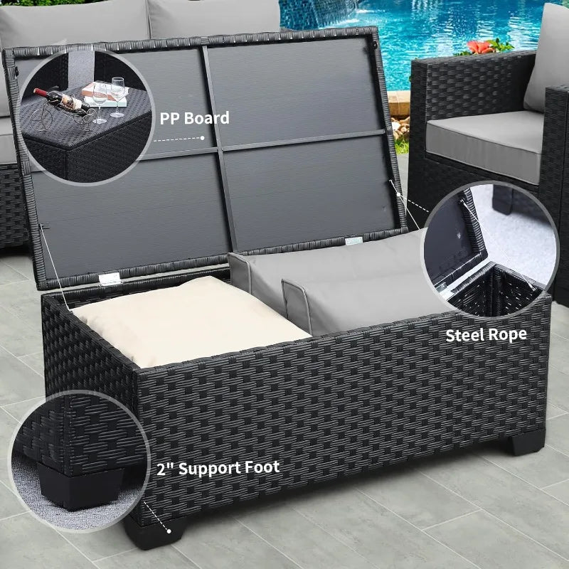 Outdoor 7-Piece Patio Furniture Set With Storage Table