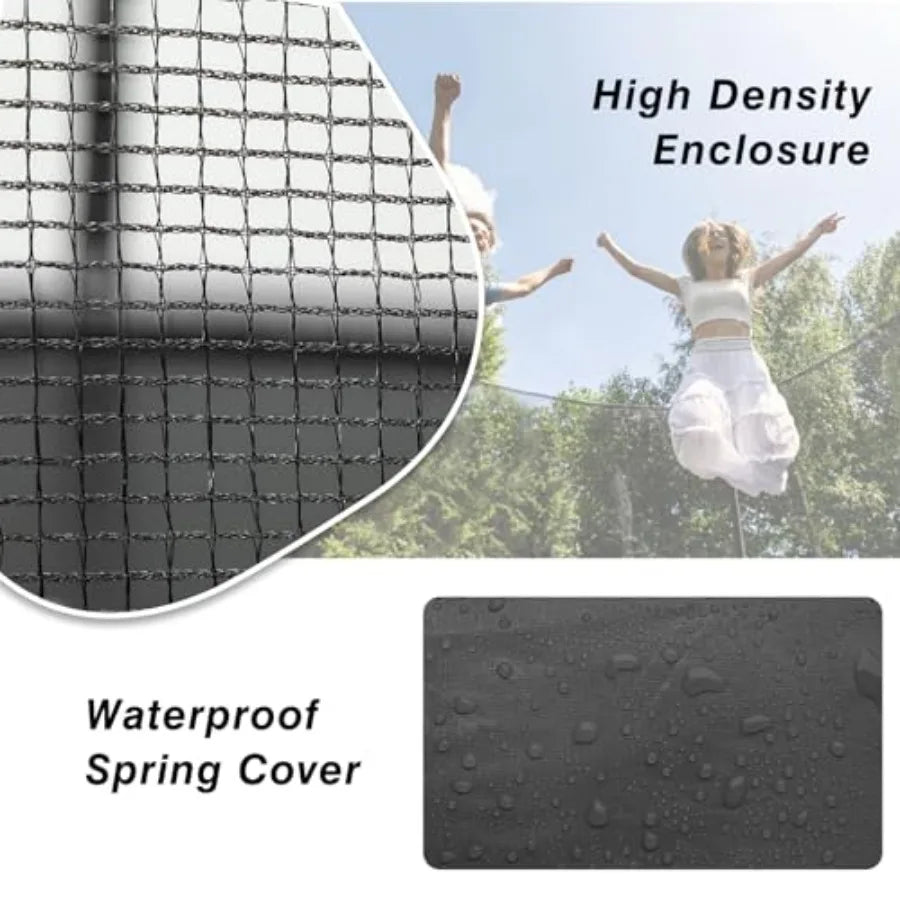 8×12 FT Rectangle Trampoline for Outdoor Use Gymnastics Style with Enclosure Net Blue Heavy Duty Up to 440 lbs Support