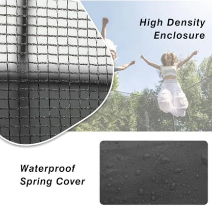 8×12 FT Rectangle Trampoline for Outdoor Use Gymnastics Style with Enclosure Net Blue Heavy Duty Up to 440 lbs Support