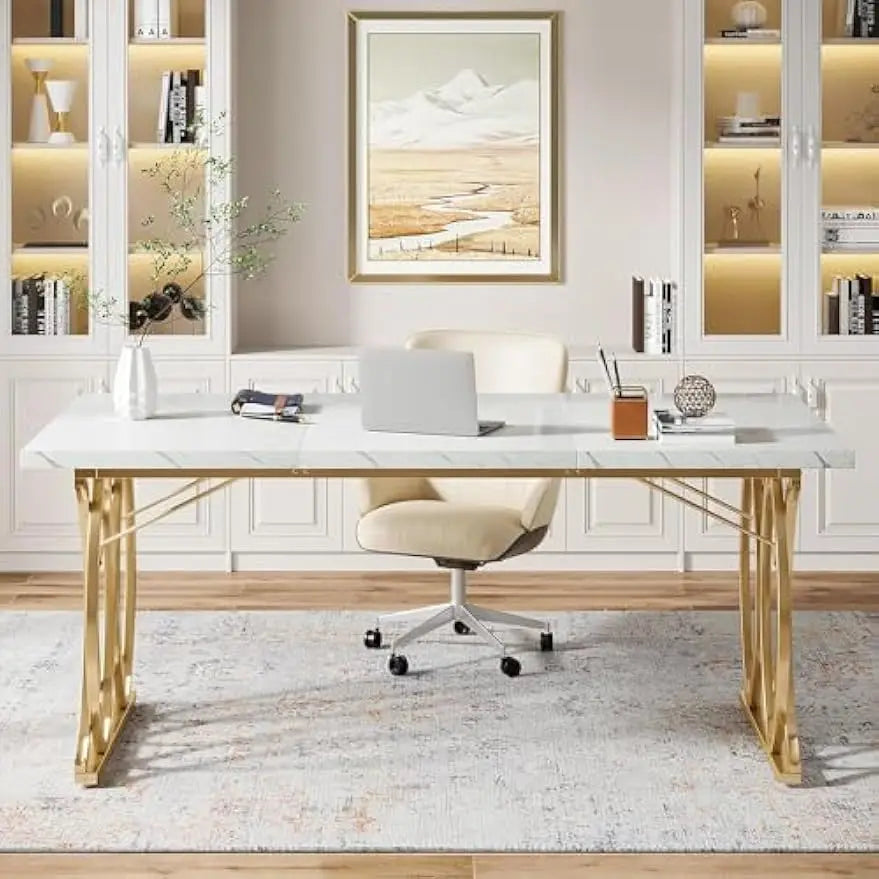 Executive Desk,Large Computer Desk, Modern Office Desk Conference Table Meeting Room Table, Business Furniture for Home Office