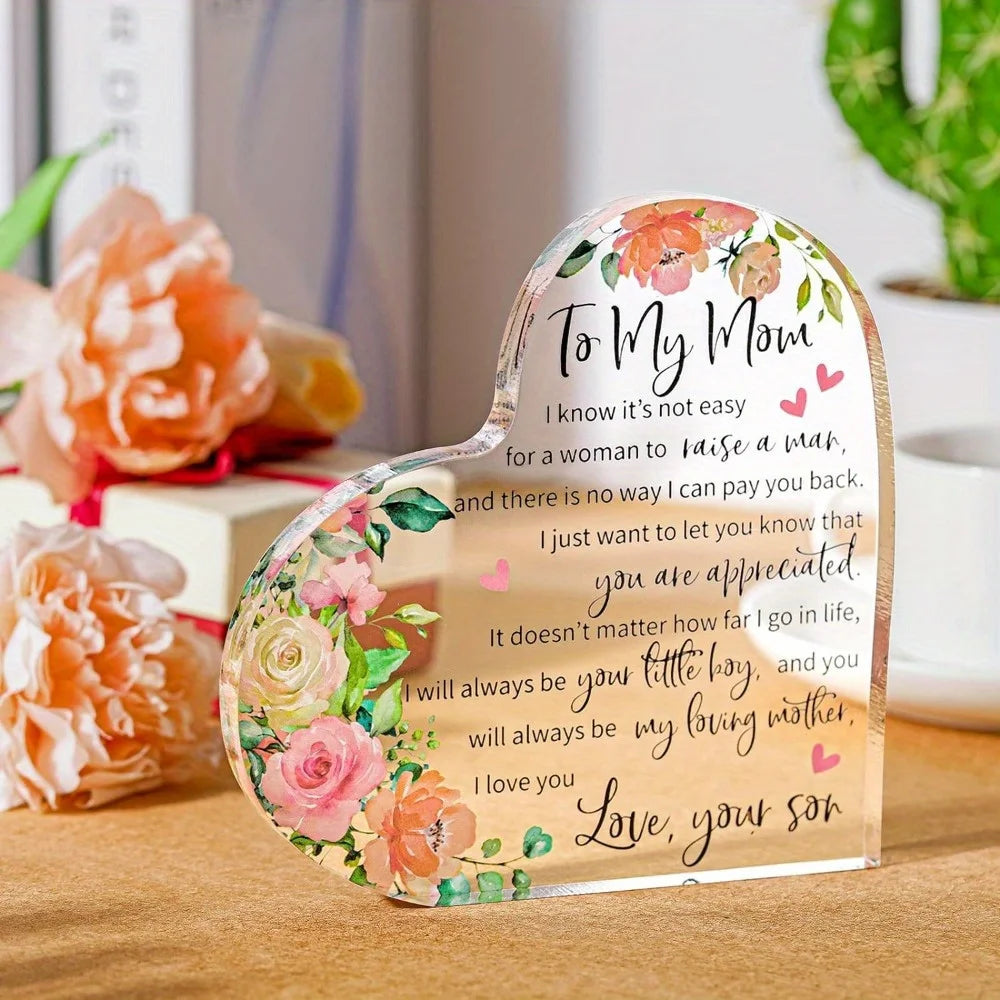 Mom Acrylic Heart Plaque: Birthday/Mother&