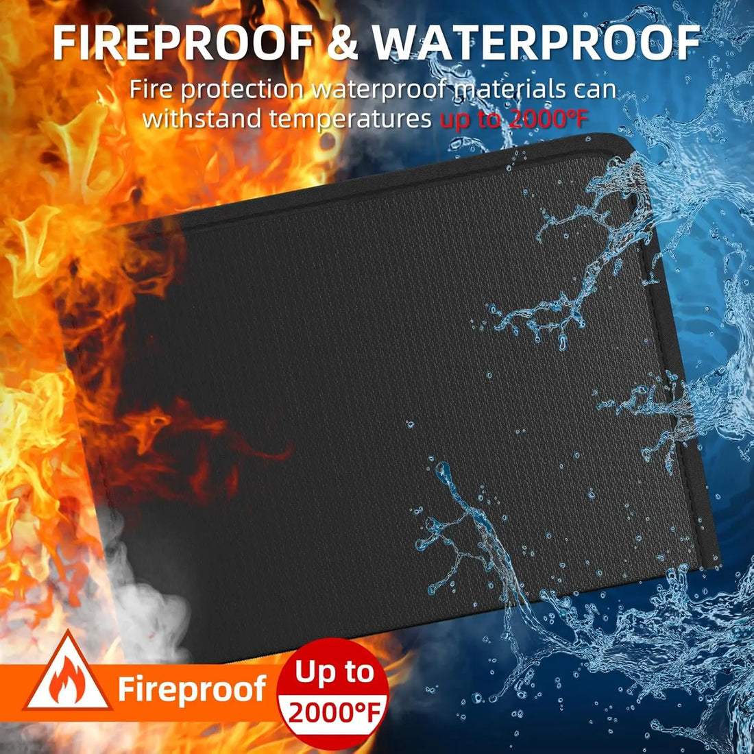Fireproof Waterproof Expanding File Organizer with 13 Pockets, Zipper &amp; Labels for Document Storage