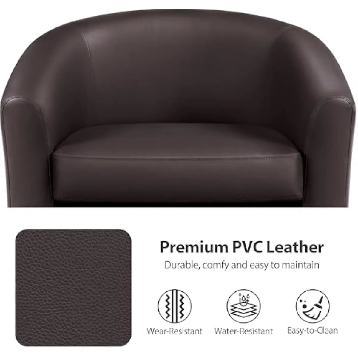 Modern Faux Leather Barrel Accent Chairs for Living Room Furniture