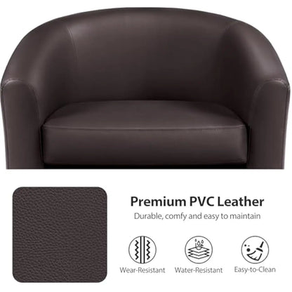 Modern Faux Leather Barrel Accent Chairs for Living Room Furniture