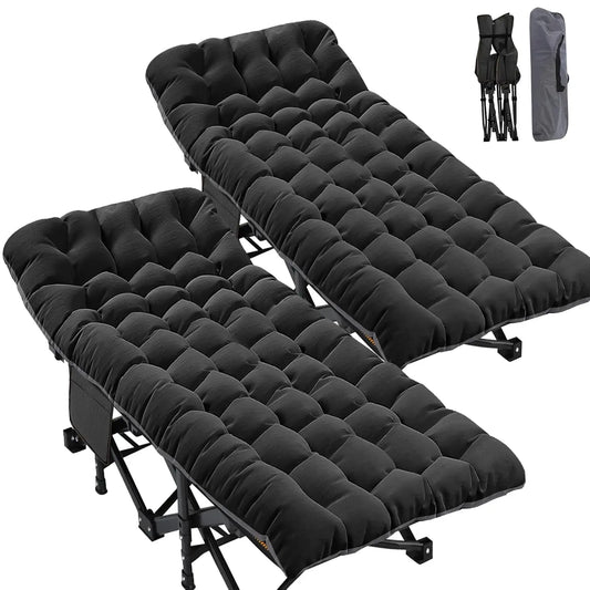 2PK XXL Camping Cot for Adults 900LBS - 78"×32" Oversized Folding Bed with Mattress Pad, Heavy Duty 1200D Oxford, Customized