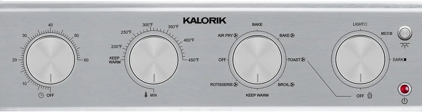 MAXX 26 Qt Air Fryer Oven, 9-in-1 Stainless Steel Toaster Oven with Glass Doors, 1700W, Includes 7 Accessories