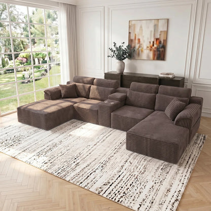 YQzyphyna Modular Cloud U-Shaped Sectional Sofa With Cup Holders