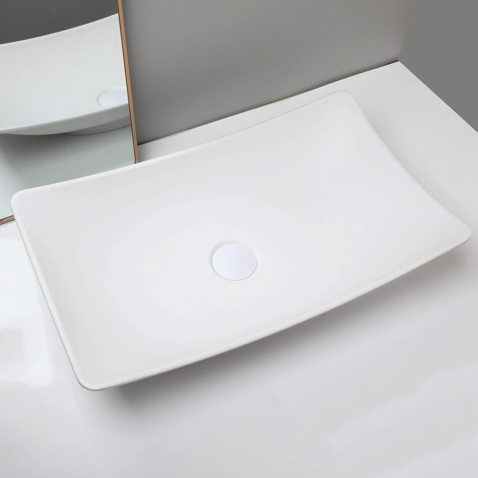 ZAPPO Bathroom Vessel Sink With Drain Bathroom Stone Resin Washbasin Round Above Counter Bowl Sinks for Bar Hotel (No Faucet)