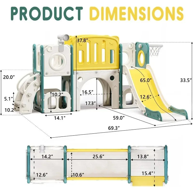 YTYIN 8 In 1 Toddler Slide Set PlaygroundStructure EquipmentModuleSystem ClimberEliteSeries