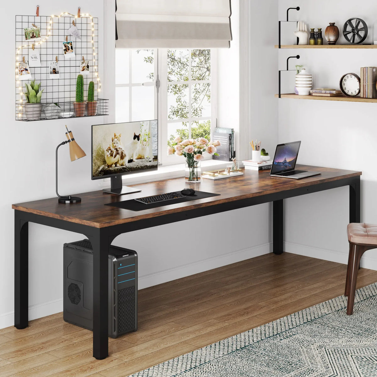 Tribesigns Double Computer Desk for Two Person Home Office Workstation