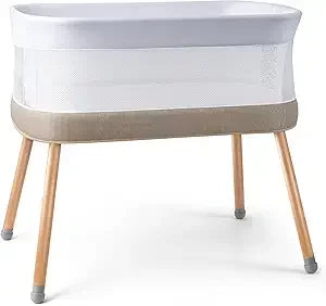 Rocking Bassinet for Baby 3 Speeds Electric Bedside Sleeper with White Noise, Automatic Bedside Crib for Newborn, Brownish-Yello