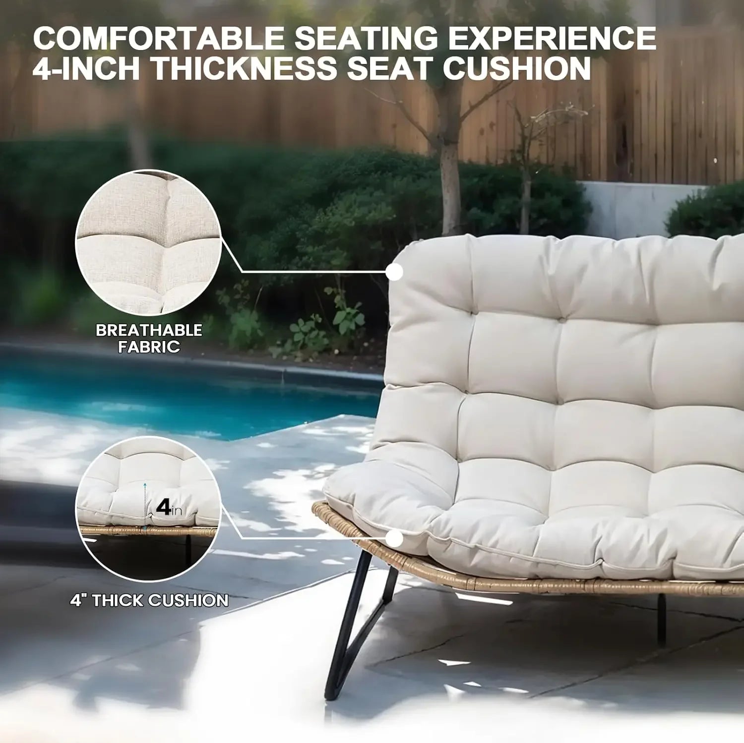 BestsellerOutdoor Loveseat, 2 Seater Outdoor Couch with Soft Cushion, All-Weather Boho Rattan Patio Furniture for Balcony