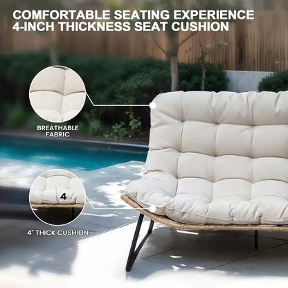 BestsellerOutdoor Loveseat, 2 Seater Outdoor Couch with Soft Cushion, All-Weather Boho Rattan Patio Furniture for Balcony