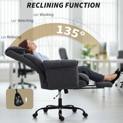 Executive Office Chair Comfy with Foot Rest, Reclining Swivel Computer Desk Chair with High Back, Thick Cushion,, Customized