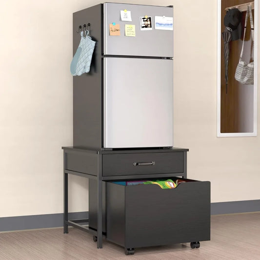 Iosn Heavy Duty Mini Fridge Stand With Storage Rolling Cabinet