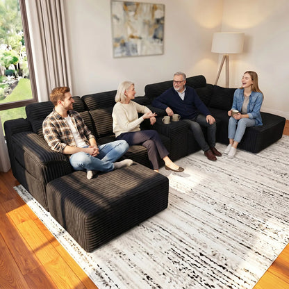 YQzyphyna Modular Cloud U-Shaped Sectional Sofa With Cup Holders