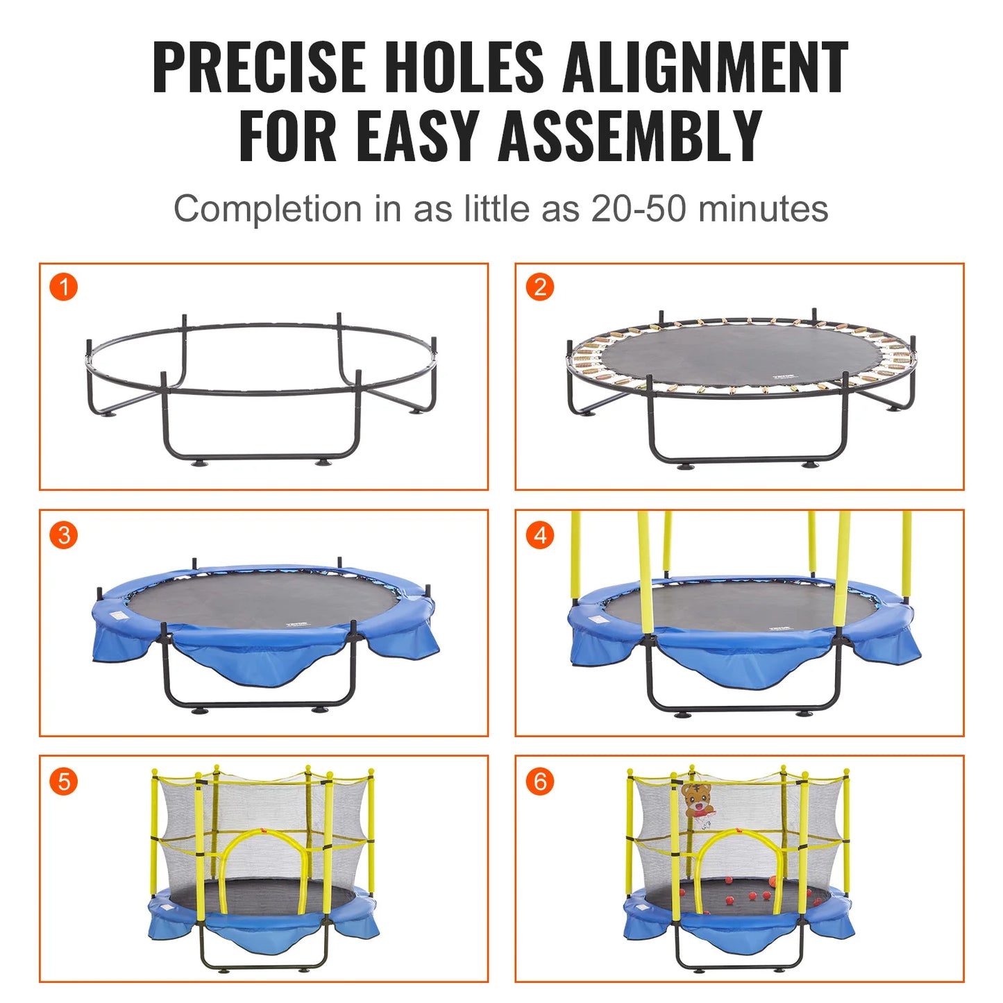 VEVOR Trampoline With Safety Enclosure Net And Basketball Hoop