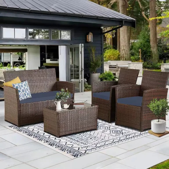 Patio Furniture Set with Cushions, Chairs,Sofa and Tea Table, make sure you are feeling fine on a nice summer day