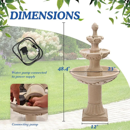 Large Outdoor Water Fountains for Gardens - 48.4 Tall Cascading Indoor Floor Fountains and Waterfalls