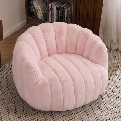 Pumpkin-Shaped Bean Bag Chair Ultra Soft Faux Fur Comfy Lounge Sofa Bedroom Living Game Room Beige,Customized