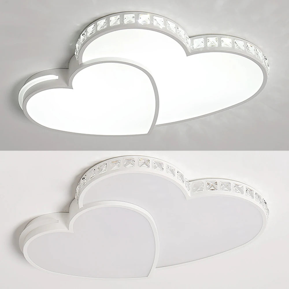 Modern Heart Shaped Ceiling Lights Crystal LED Flush Mount Lamp Cartoon Children&