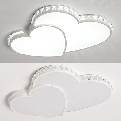 Modern Heart Shaped Ceiling Lights Crystal LED Flush Mount Lamp Cartoon Children&