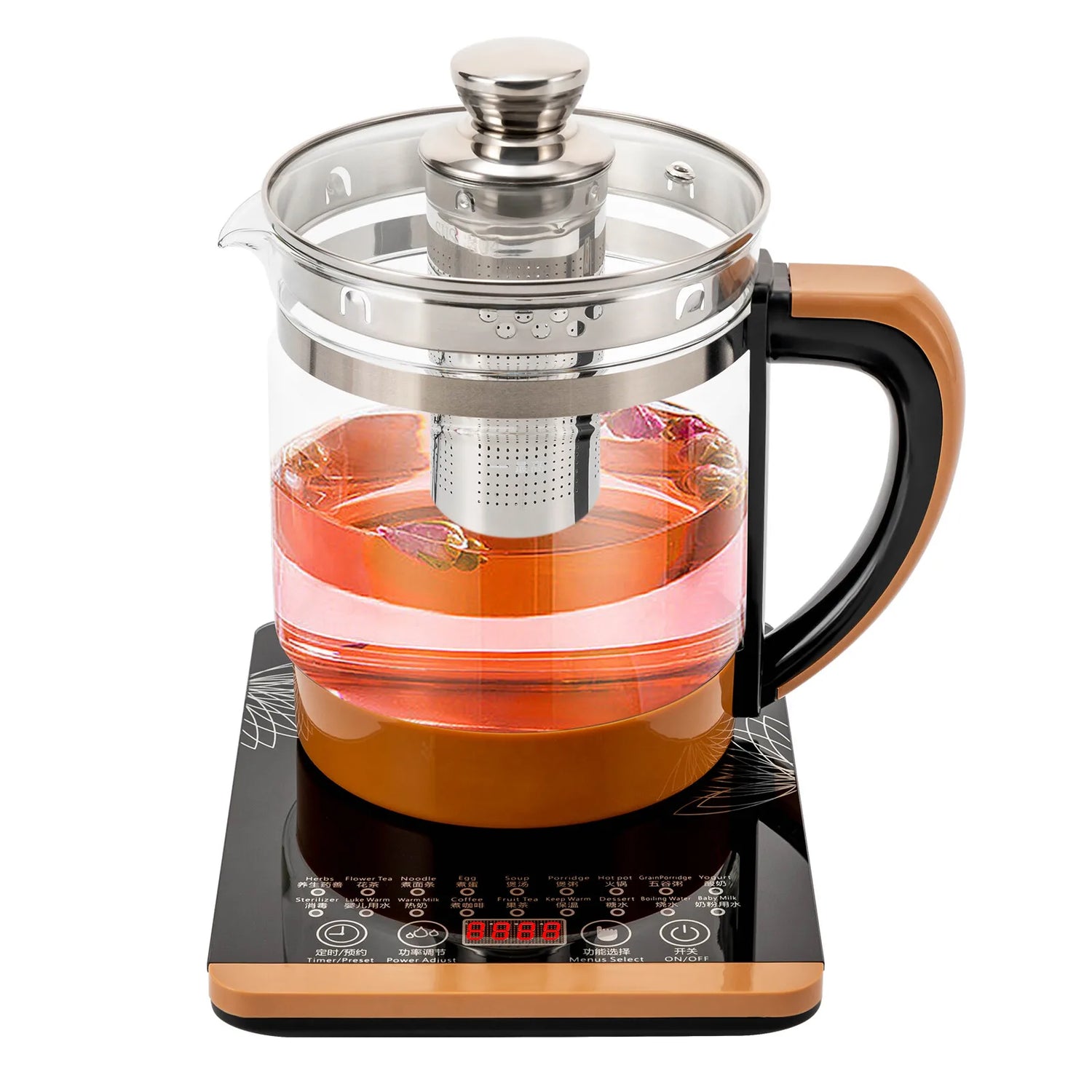 1.8L Electric Glass Tea Kettle - Multifunction Hot Water Boiler with Keep Warm &amp; 6 Temp Settings, BPA-Free  glass teapot