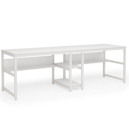 Tribesigns Two Person Desk With Bookshelf For Home Office