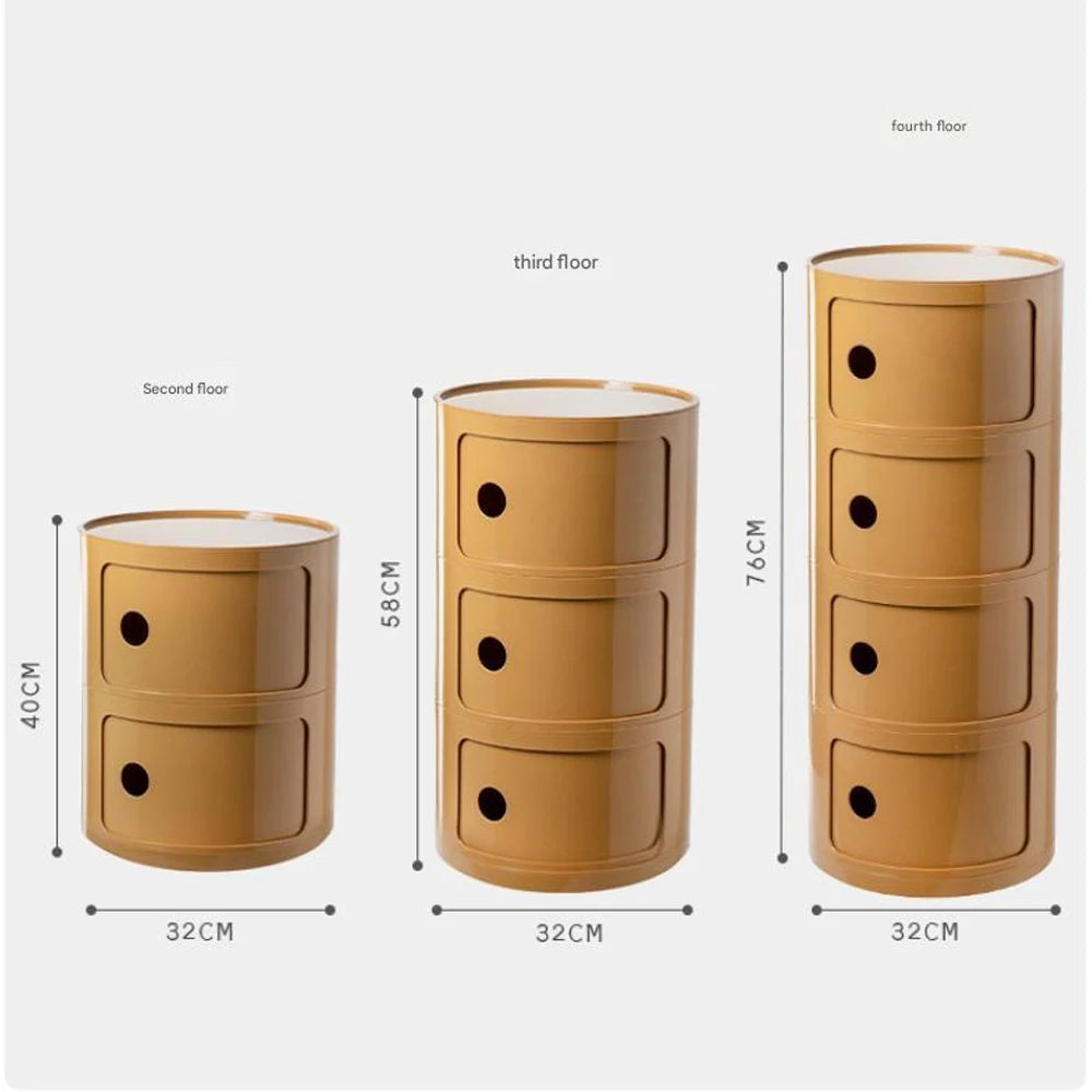 General Use Minimalist Round Bedside Table Nordic Plastic Nightstand