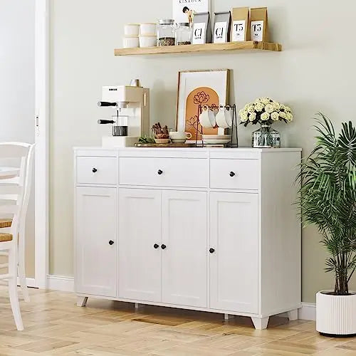 Charge Unit Buffet Cabinet With 3 Drawers And 4 Shelves