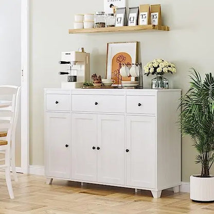 Charge Unit Buffet Cabinet With 3 Drawers And 4 Shelves