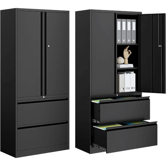 2-drawer metal file cabinet, lateral vertical filing cabinets for home office, locking file cabinet with storage shelves, legal/
