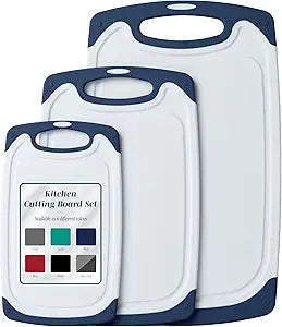 Cutting Boards for Kitchen - BPA-Free Chopping Board - Different Sizes &amp; Non Slip Handles - Reversible, Large Cutting Board Set