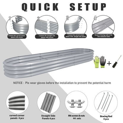 Galvanized Raised Garden Bed Planter Box for Vegetables and Flowers