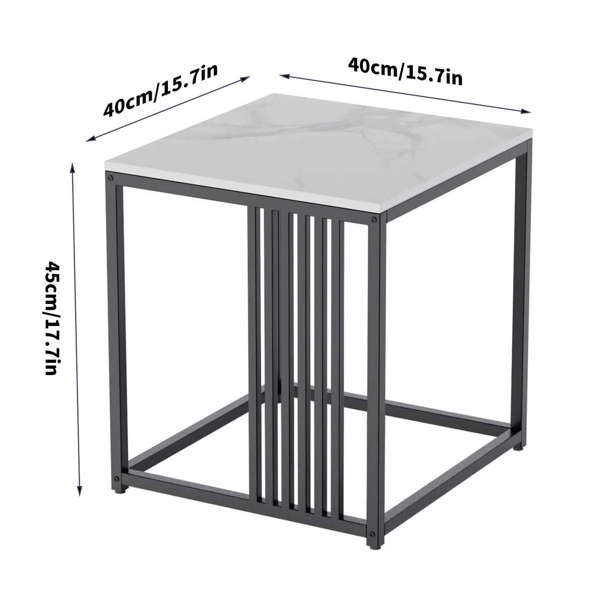 Modern Minimalist Marble Stone Side Table With Sturdy Metal Frame