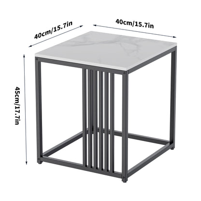 Modern Minimalist Marble Stone Side Table With Sturdy Metal Frame