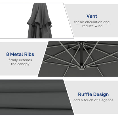 Outsunny Cantilever Patio Umbrella With Tilt UV Water Resistant Canopy