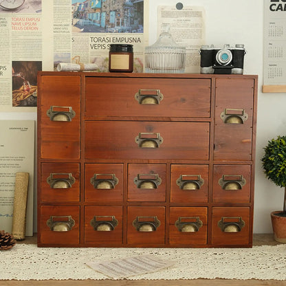 14 Drawers Apothecary Drawers Card Catalog Cabinet,Wooden Storage Box with Drawers,Library Card Catalog Cabinet for Desktop Orga