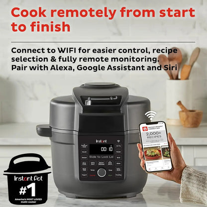 6.5 Quart Air Fryer &amp; Pressure Cooker Combo with WiFi, 13-in-1 Functions: Sauté, Slow Cook, Bake, Steam, Roast &amp; More