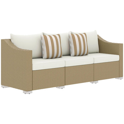 Outsunny Outdoor Wicker Patio Sofa With Cushions And Throw Pillows