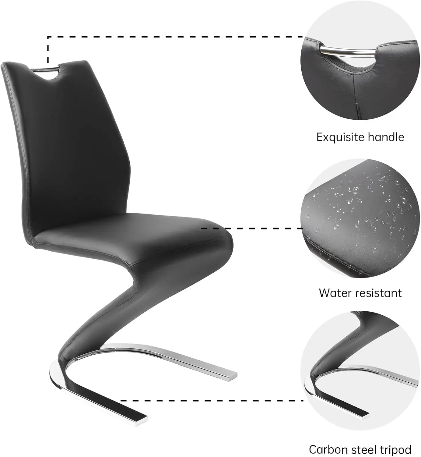 Mermaid Dining Chairs Set of 4, Modern Kitchen Dining Room Armless Upholstered Side Chairs with PU Leather Cushion Seat