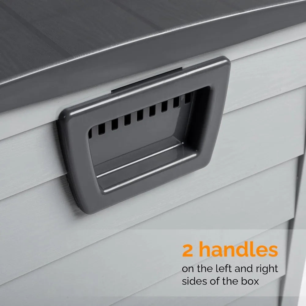 75 Gallon Outdoor Storage Box, Lockable Plastic Storage Containers with Lid, Patio Deck Box Furniture for Garden,