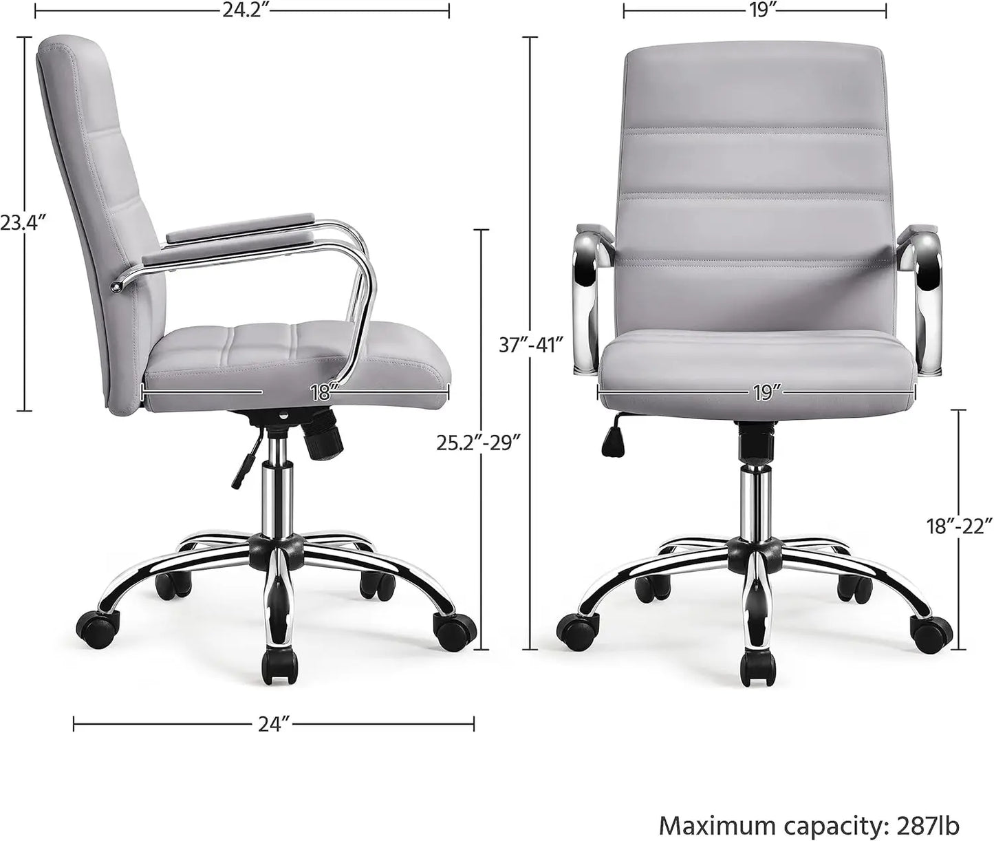 Adjustable Swivel Office Chair With PU Leather And Armrests