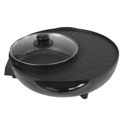 Circular Edition Hotpot Grill Combo Indoor BBQ Electric Hot Pot  Portable Smokeless Grill Temp Control Easy Clean For Home Party