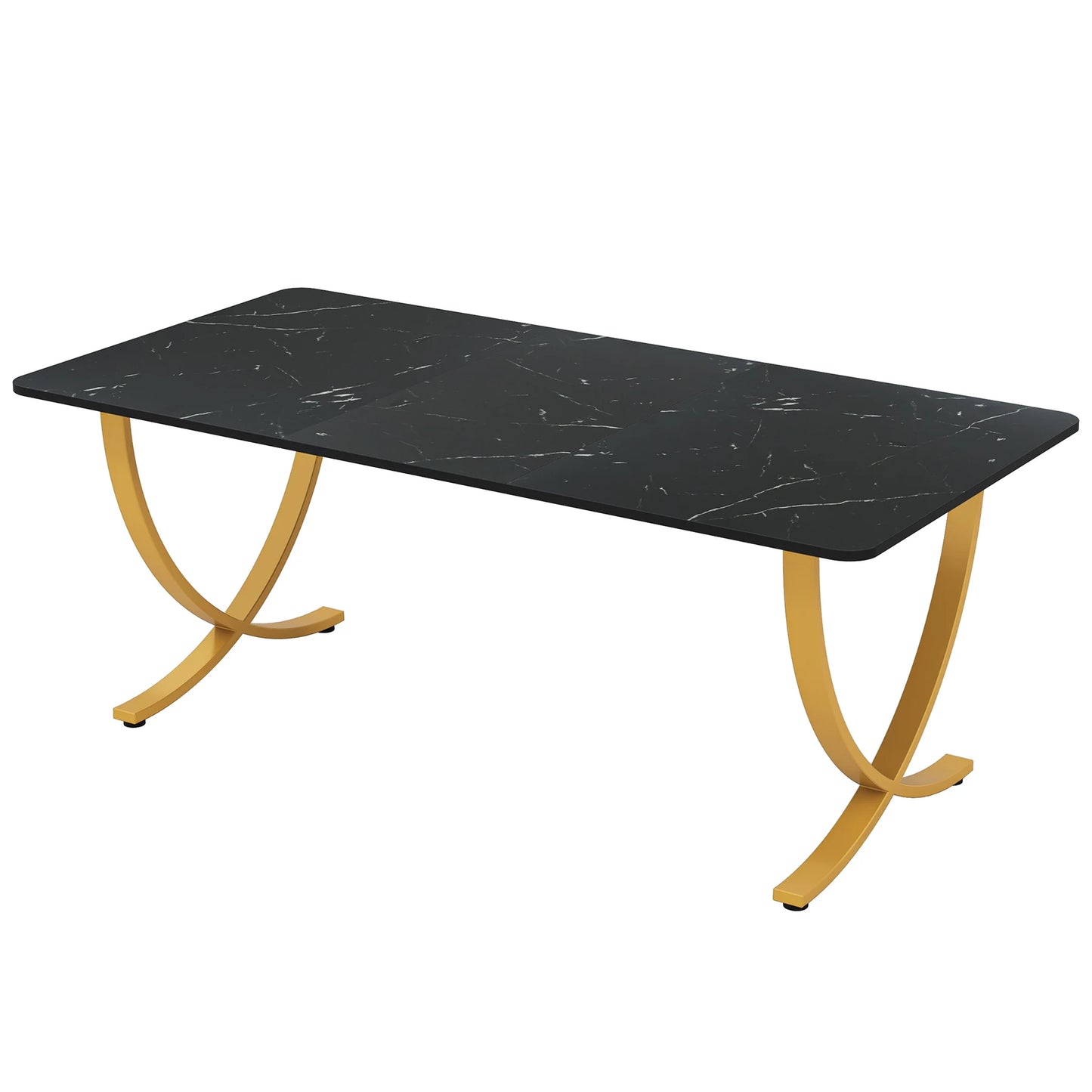 Tribesigns Modern Dining Table With Faux Marble Top For Kitchen Dining Room Solid Wood Base