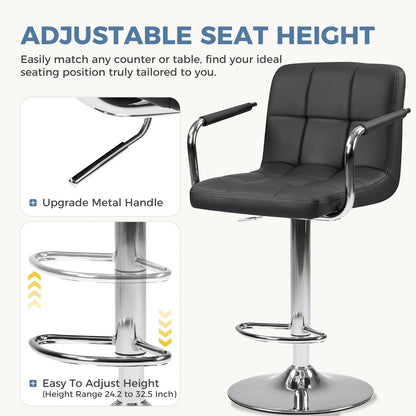 JHK Ergonomic Adjustable Swivel Office Chair With Padded Armrests