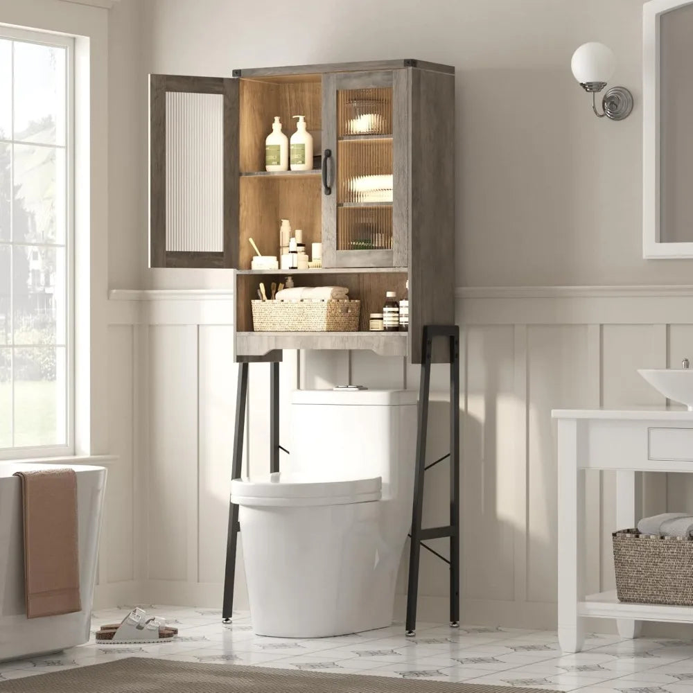 RBXC Space Saving Bathroom Storage Cabinet With Tempered Glass Door